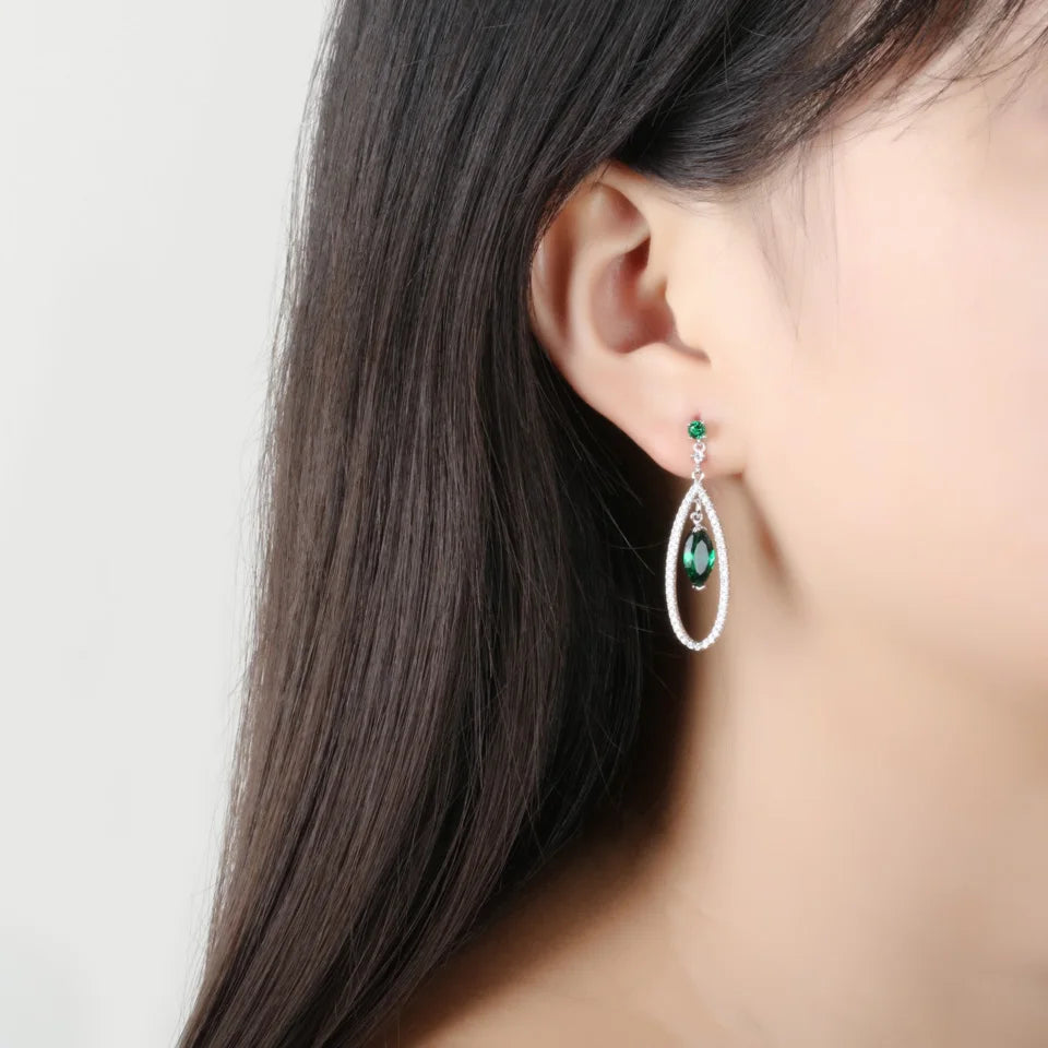 Emerald & Sapphire Dangle Earrings