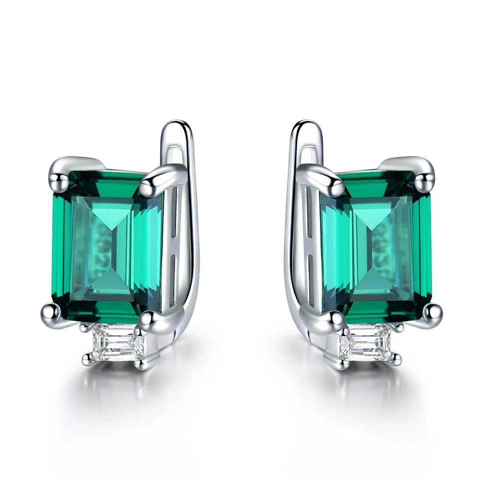 Sterling Silver Emerald Clip Earrings