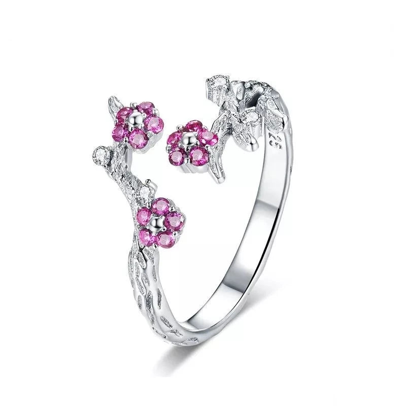 Blooming Plum Flower Open Ring