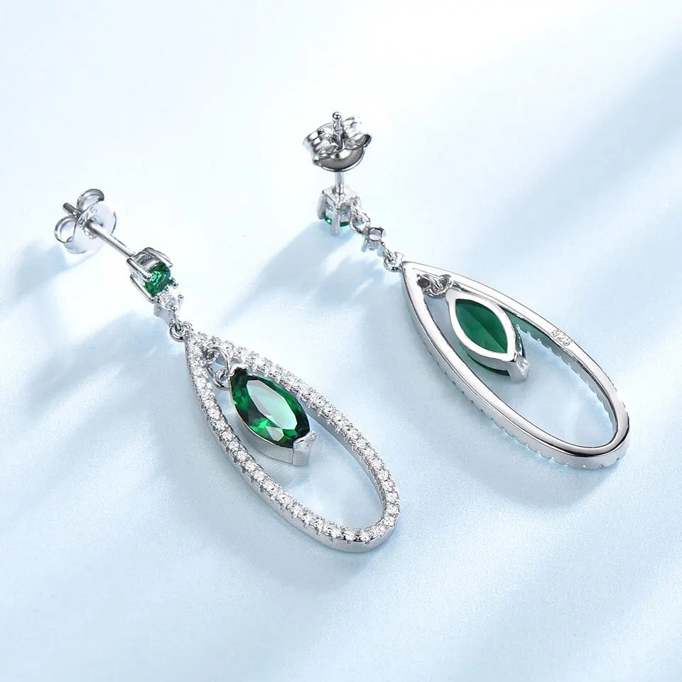 Emerald & Sapphire Dangle Earrings