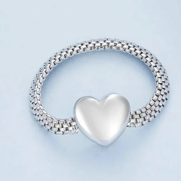 Sterling Silver Heart-Chain Engagement Ring