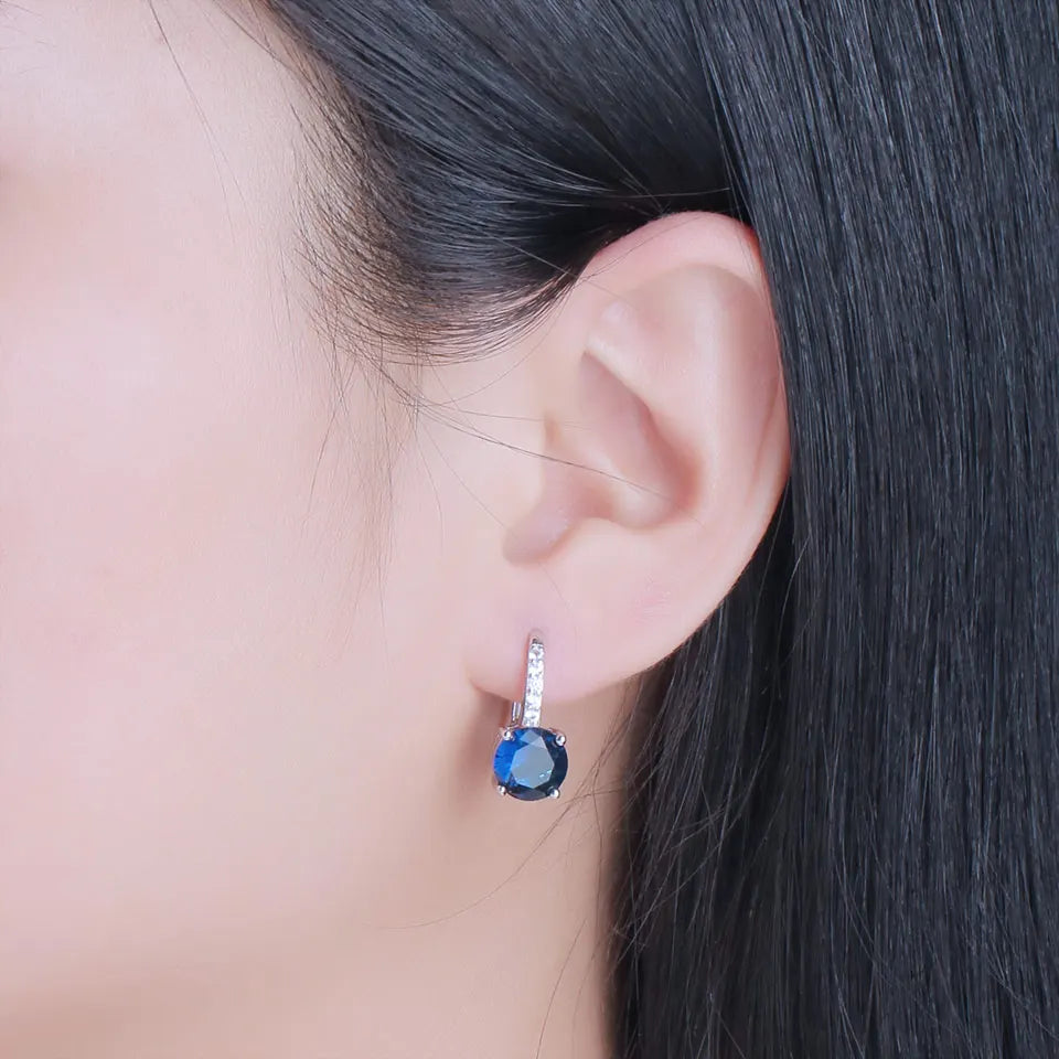 Sterling Silver Blue Sapphire Clip-On Earrings